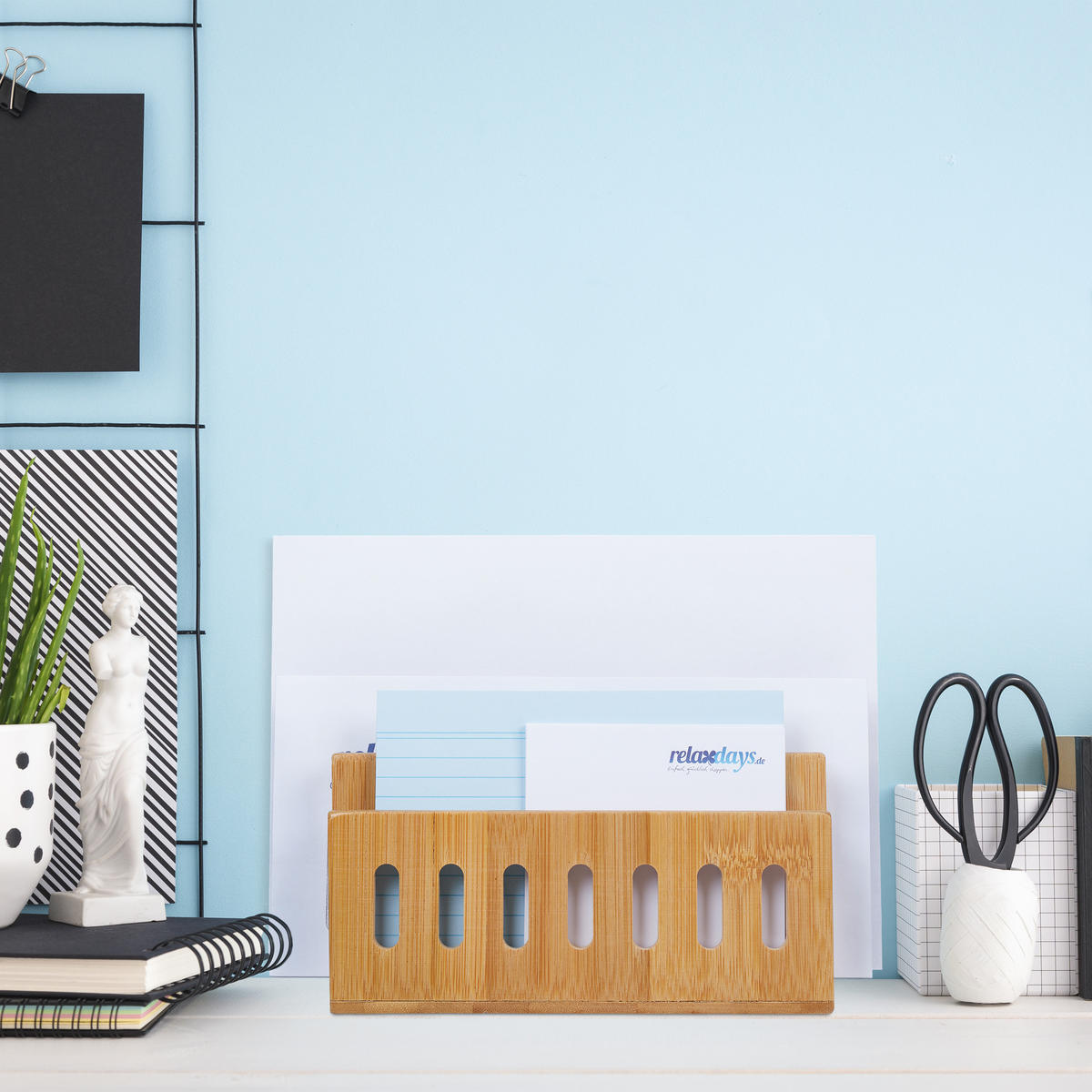 DRŽIAK na papiere - svetlohnedá, drevo (18/13/8cm) - Relaxdays