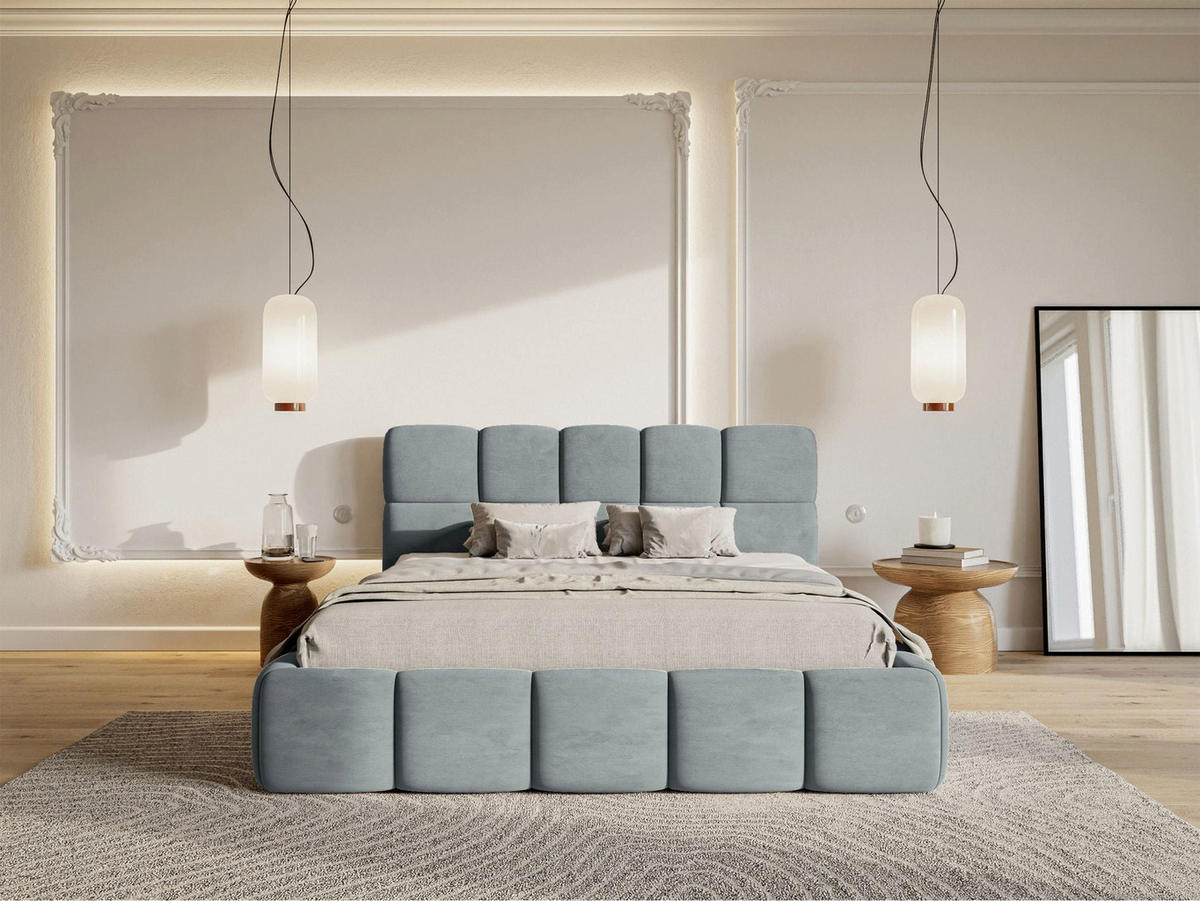 POLSTERBETT Cloudy Grau Samt, Bettkasten & Lattenrost, 120x200 cm - Schwarz/Grau, Kunststoff/Textil (120/200cm) - Selsey