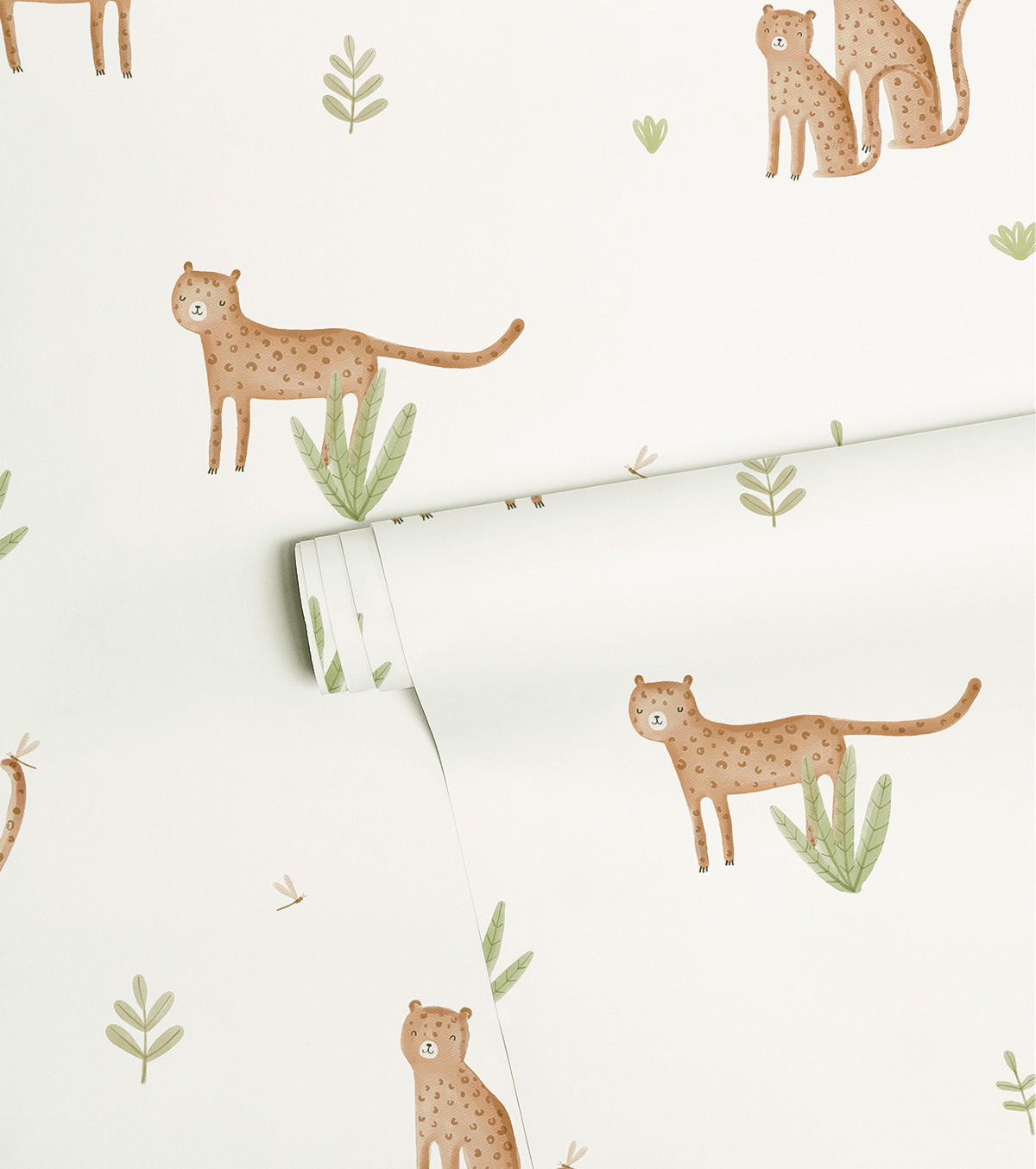 VLIESTAPETE Samburu, Leoparden und Laub 50 cm x 10 Schwarz - Beige/Hellgelb, Papier (1000/50cm) - Lilipinso