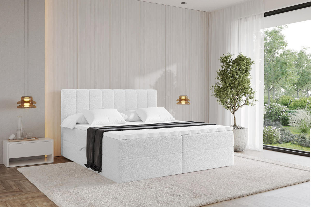KONTINENTÁLNÍ POSTEL s matrací H3 - OTTA - 140x200 cm Bílá - bílá, kompozitní dřevo (140/200cm) - ALTDECOR