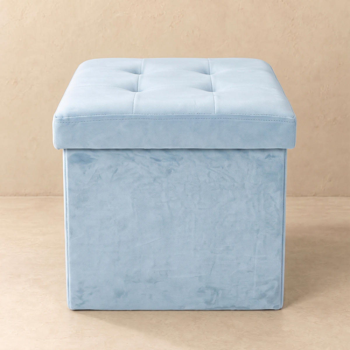 SAMTPOUF mit Stauraum 38/38/38 cm - Blau, Textil (38/38/38cm) - SCENA LIVING