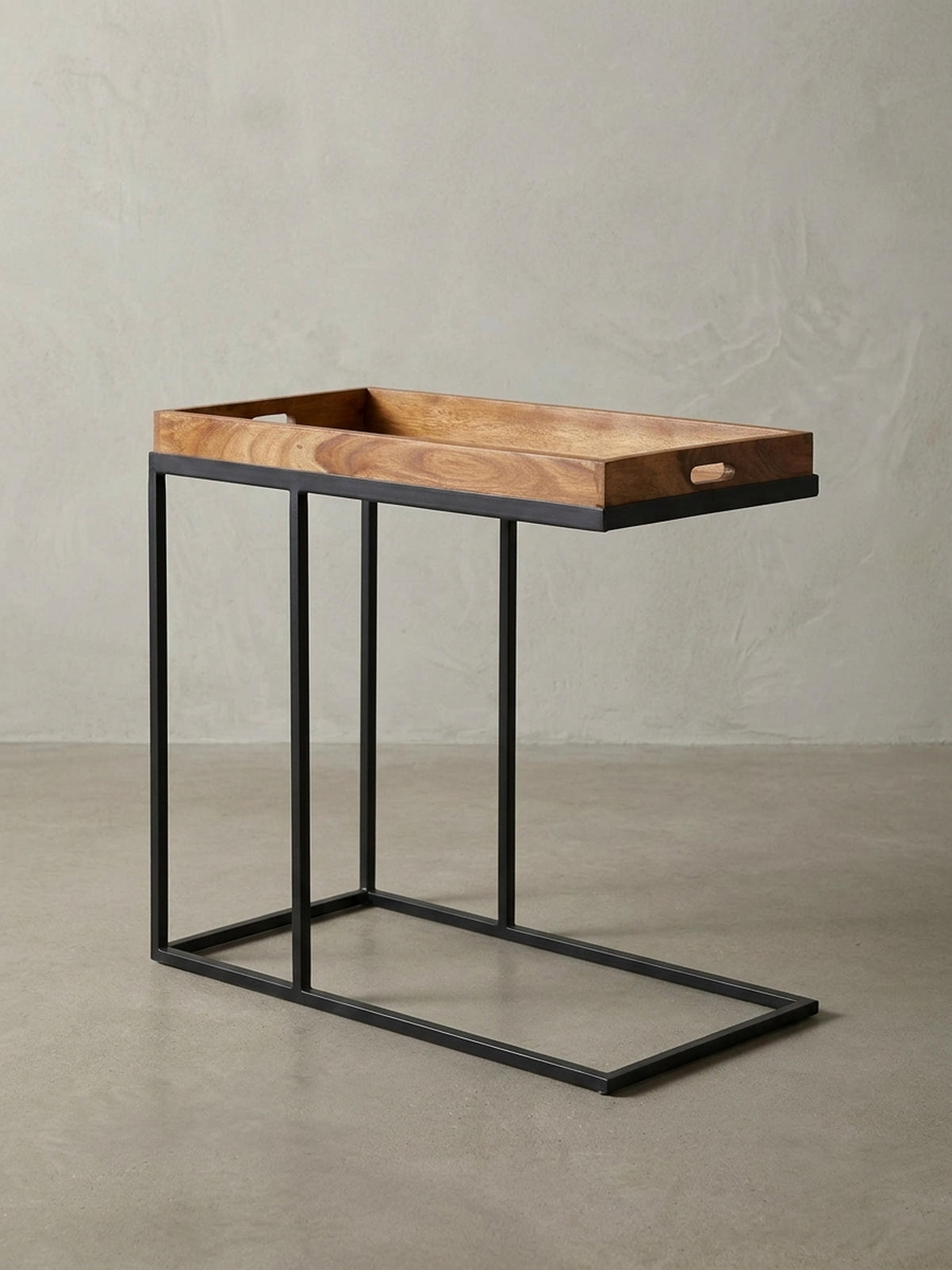 BEISTELLTISCH – Massivholz Metall platzsparend vielseitig - Schwarz/Braun, Holz/Metall (34/70/65cm) - KADIMA DESIGN