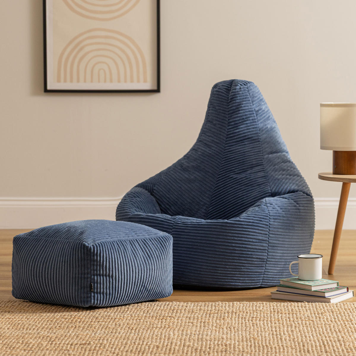 SITZSACK Dalton mit Hocker - Blau, Textil (90/73/84cm) - icon