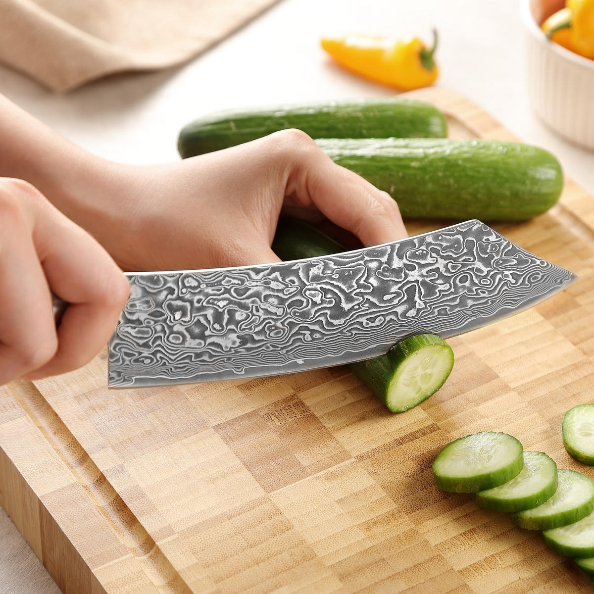 BLOCKMESSER 20 cm - Birkefarben, Holz/Metall (34cm) - Zayiko