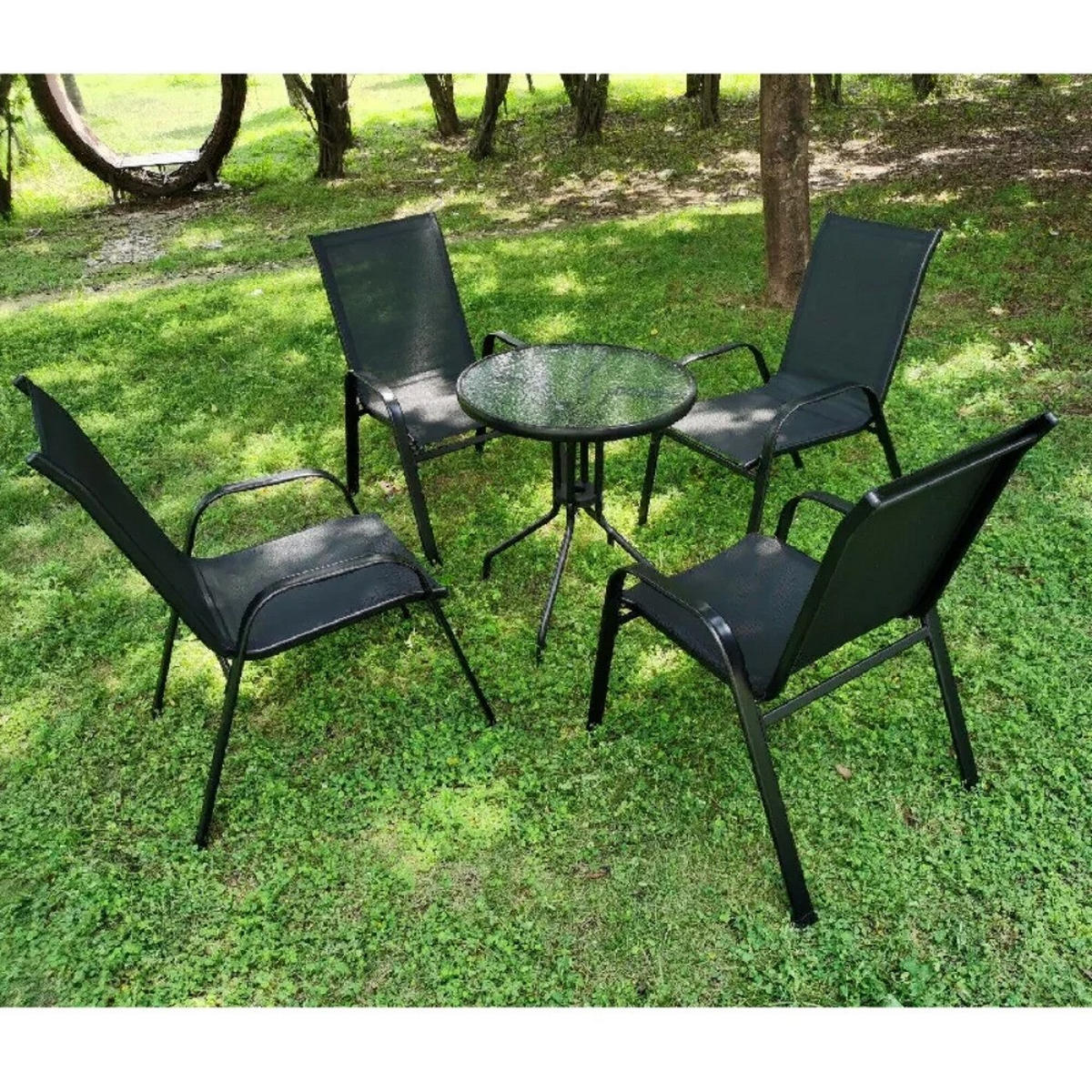 GARTENSTUHL 4er-Set Schwarz - Schwarz, Metall (91/73.5/54cm) - Kaket