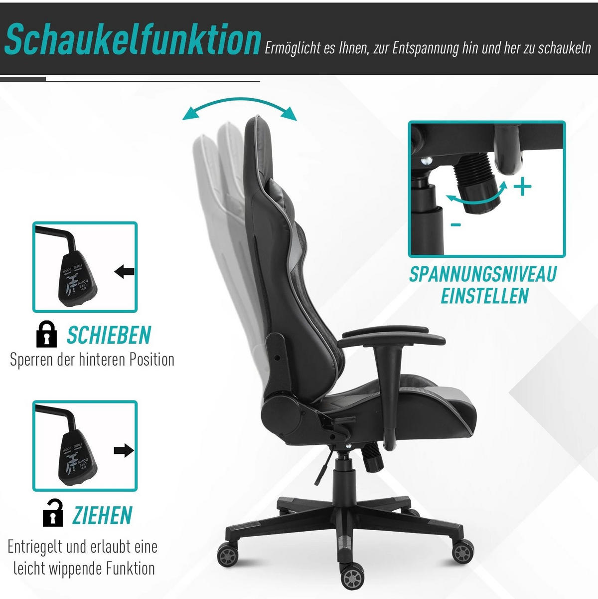DREHSTUHL 67,5/74/126-136 cm, ergonomisch gepolstert, Bonded-Leder, bis 160° neigbar, schwarz - Schwarz, Kunststoff (74/136/67.5cm) - Redom