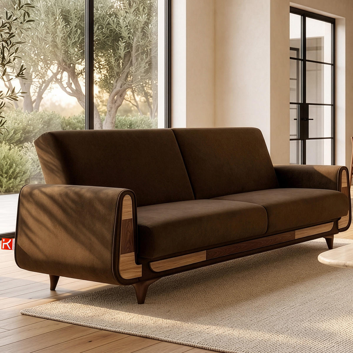 3-SITZER-SCHLAFSOFA GUSTAVO II mit Armlehnen, Dunkelbraun - Dunkelbraun, Holz/Holzwerkstoff (230/98/98cm) - KONSIMO®