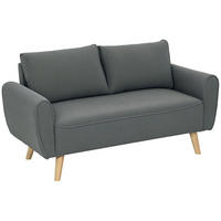 ZWEISITZER Sofa mit 2 Kissen Polstersofa mit 54cm extra tiefen Sitzen Dunkelgrau - Dunkelgrau/Eukalyptusholzfarben, Holz/Textil (75/78/145cm) - HOMCOM