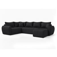 WOHNLANDSCHAFT Malatya U Form MAX Schwarz 311/145/80 cm mit Schlaffunktion - Schwarz, Kunststoff/Textil (303/80/208cm) - AX Living