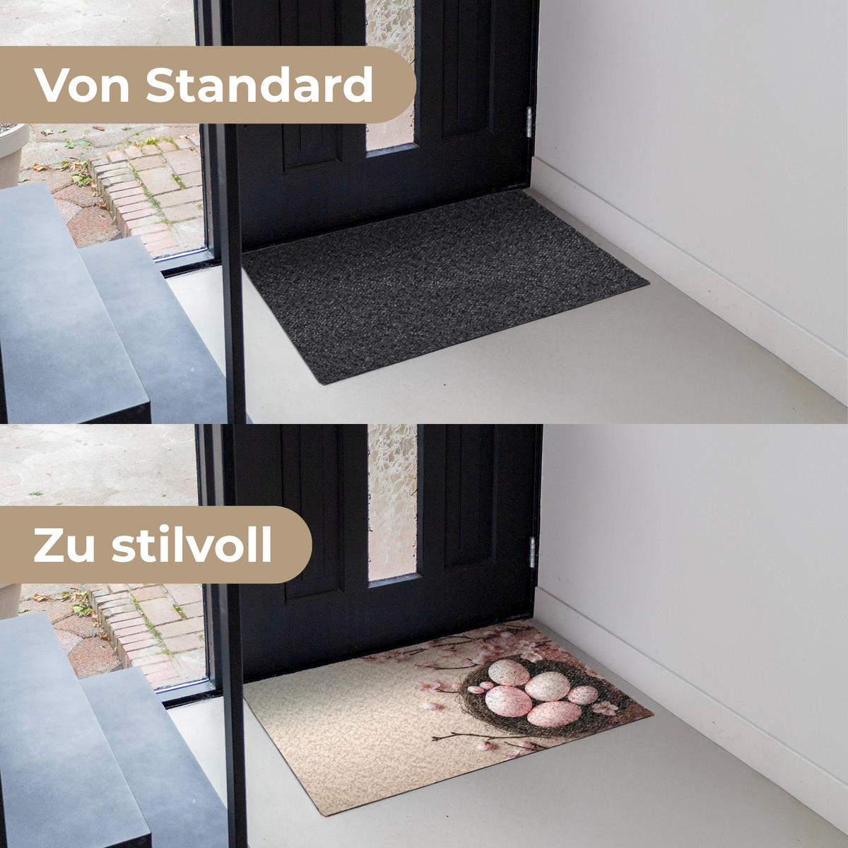 FUSSMATTE Rosa - Blüten - Eier 90x60 cm - Hellrosa, Kunststoff (60/90cm) - MuchoWow