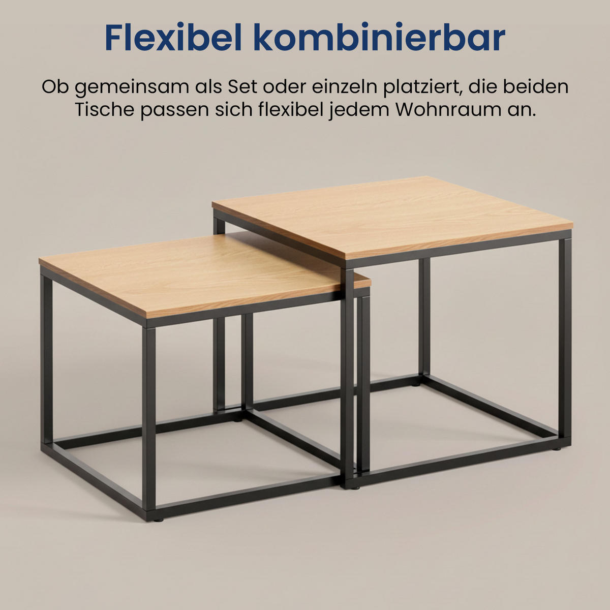 SADA 2 konferenčních stolků, čtvercový, světlý dub - světle hnědá, kompozitní dřevo (50/50/43cm) - Home Collective