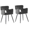 ESSZIMMERSTUHL 2er-Set Samtstoff Grau Sanilac - Dunkelgrau, Textil/Metall (52/75/44cm) - Beliani