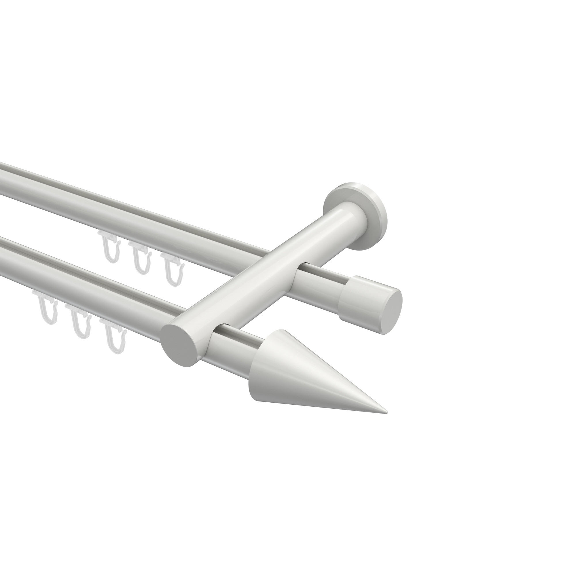 INNENLAUF-GARDINENSTANGEN-SET Platon Savio 600 cm (geteilt in 3 x 200 cm), 2-läufig, 20 mm Ø Weiß - Weiß, Metall (600cm) - INTERDECO