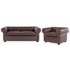 SOFA-SET 4-sitzer Leder Braun Chesterfield - Braun, Leder (195/70/90cm) - Beliani