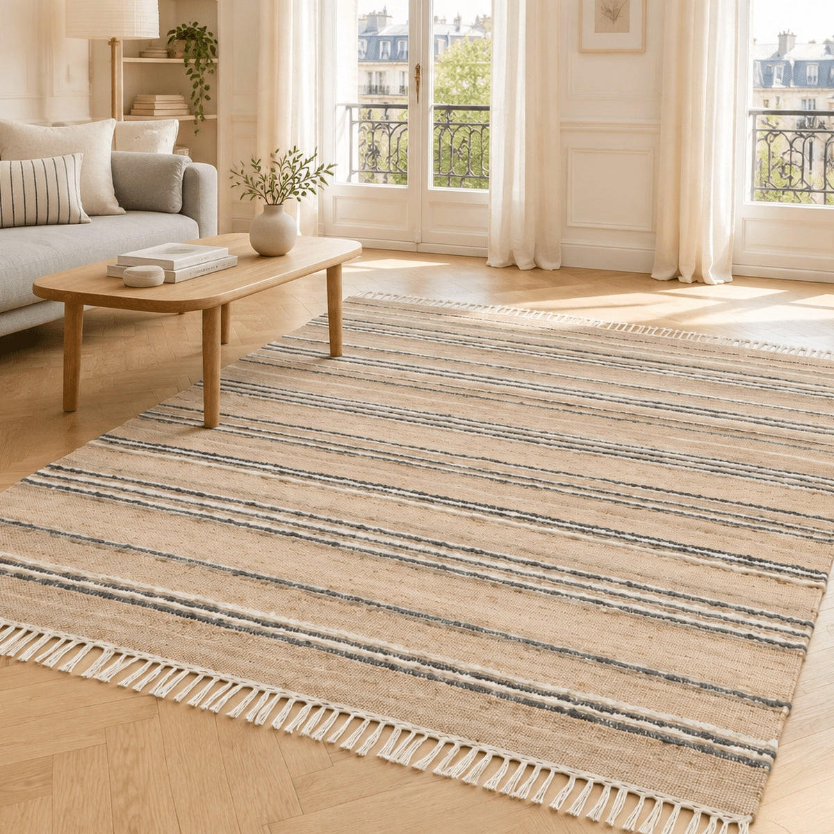 TEPPICH handgefertigt Naturmaterialien beige - Beige, Naturmaterialien (160/230cm) - AFK Living