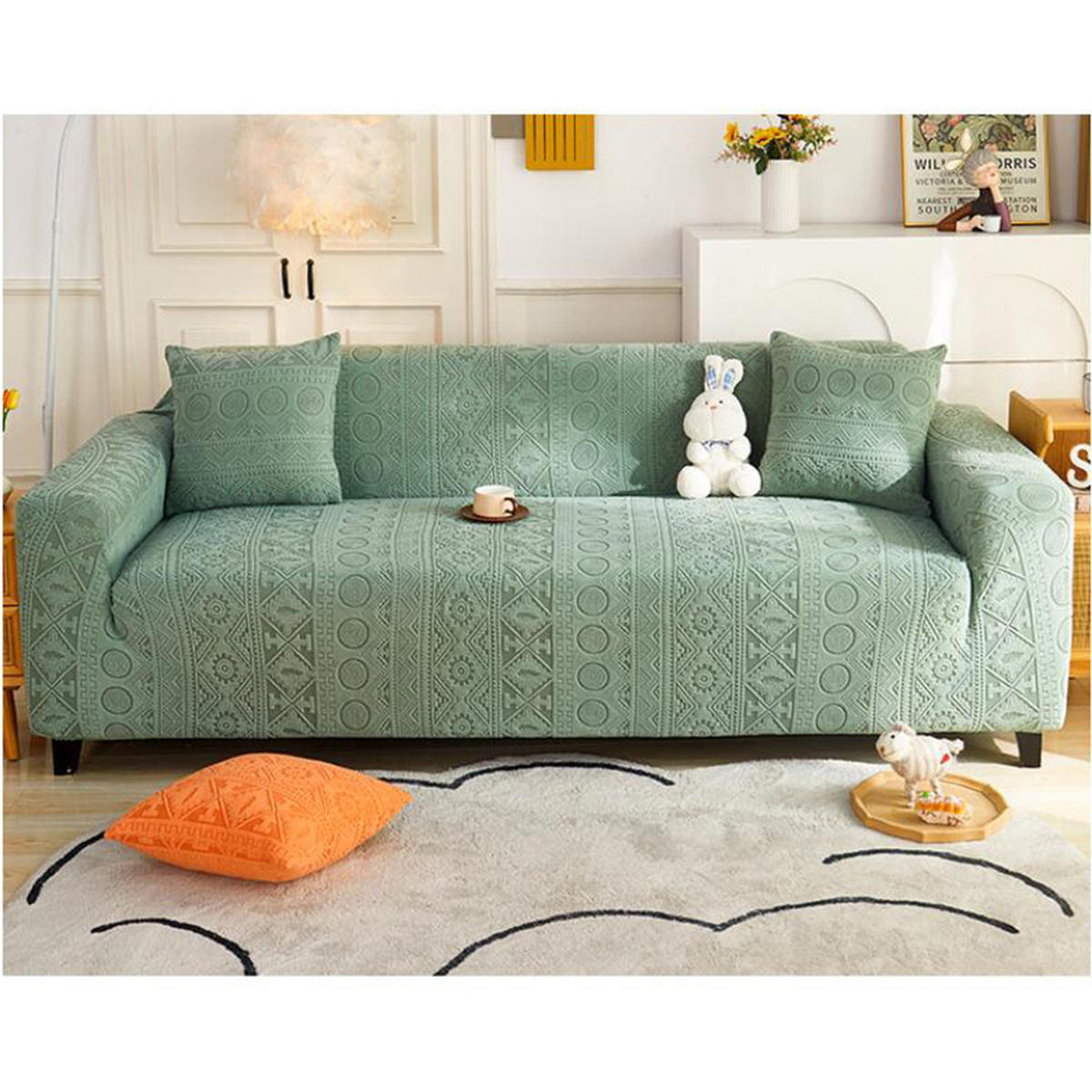 SOFABEZUG Grün 1-Sitzer 90–140 cm - Grün, Textil (90/140cm) - Kaket