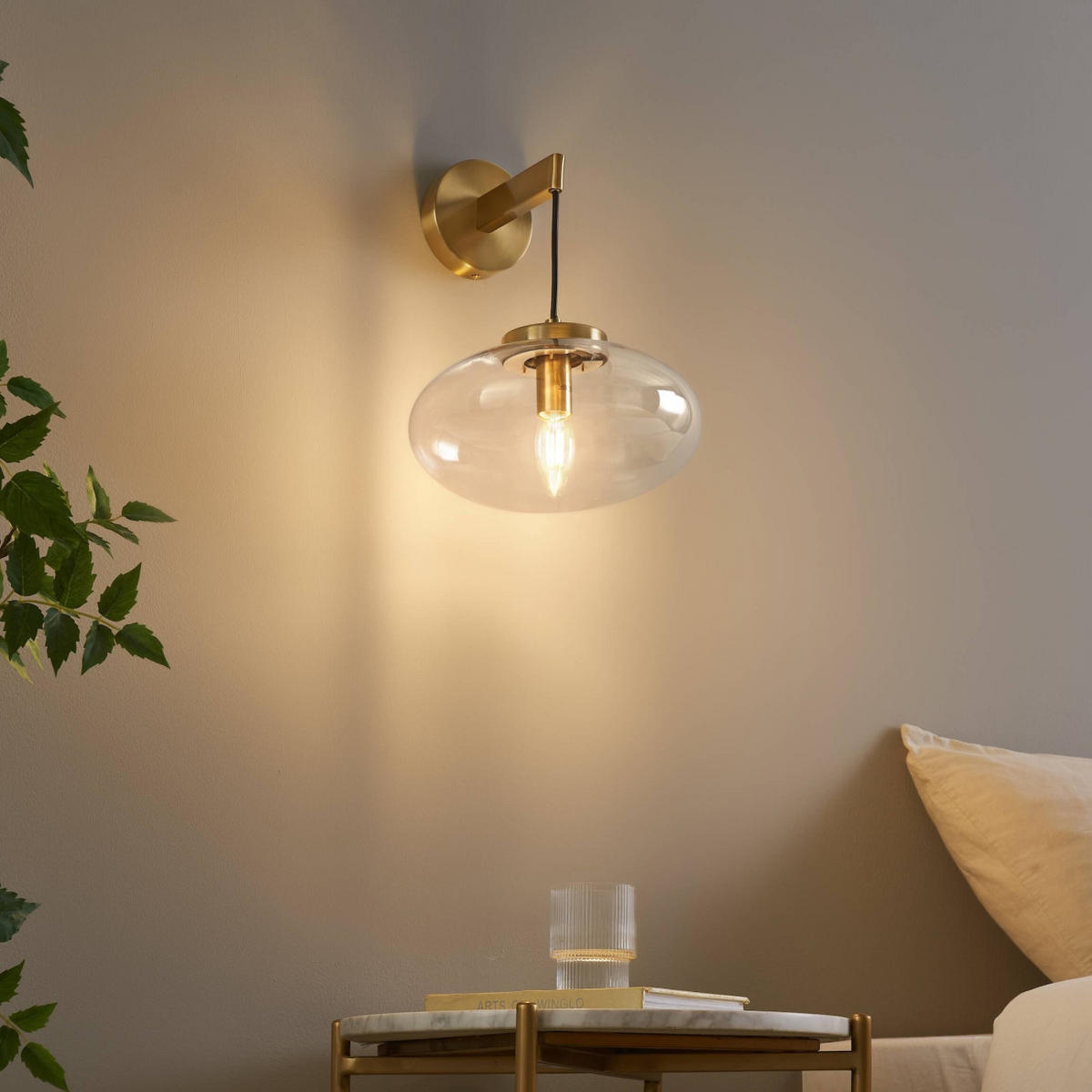 WANDLEUCHTE Milenzo, Transparent und goldfarben, 32cm - Transparent, Glas (25/32/28cm) - KOSILUM