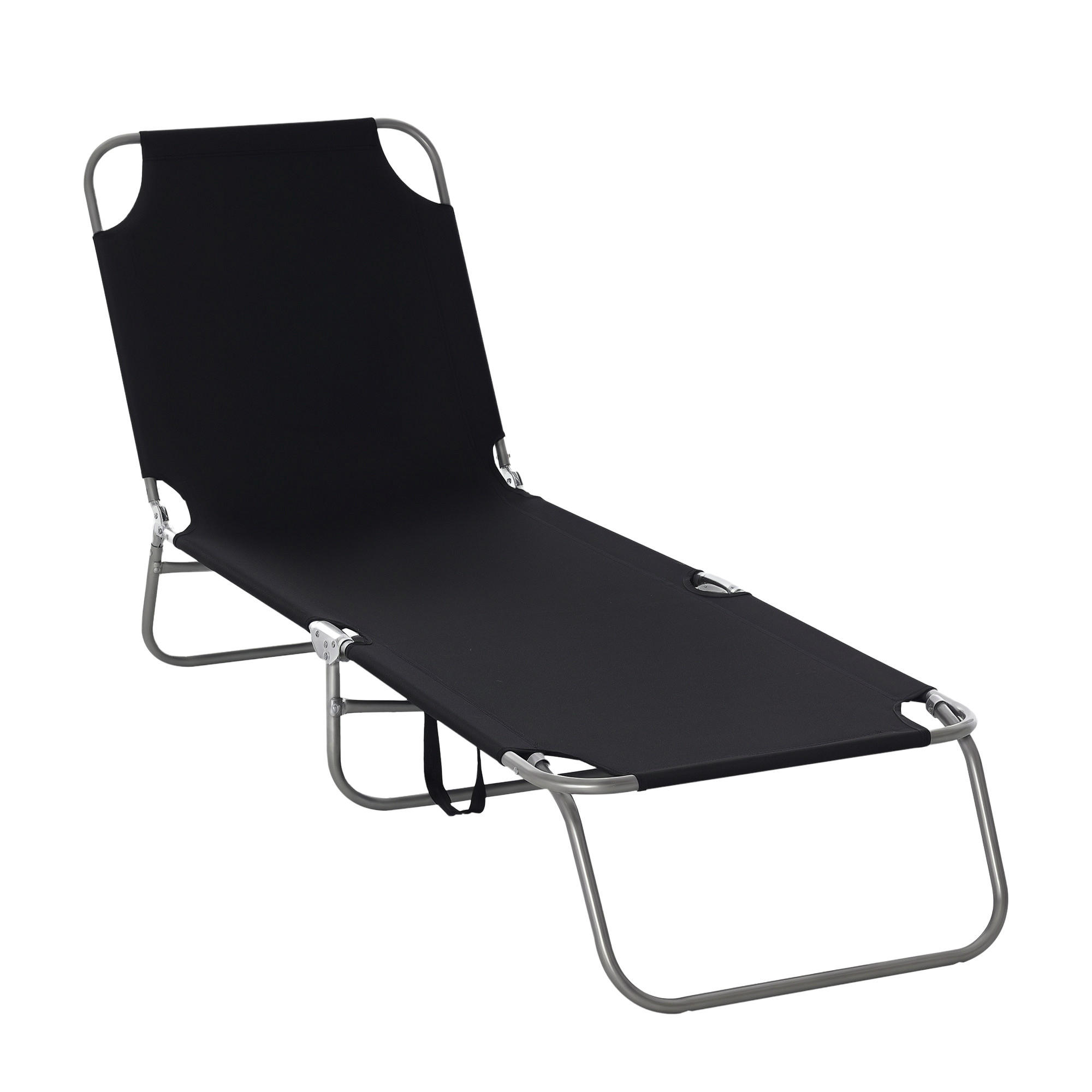 SONNENLIEGE, klappbar, verstellbare Rückenlehne, rostfreier Metallrahmen, 187 x 55 x 24, Schwraz - Schwarz, Metall (187/24/55cm)