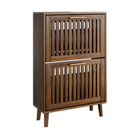 SCHUHSCHRANK 60/24/93 cm walnussfarben aus MDF und Spanplatte mit 2 Klappen - Walnussfarben, Holzwerkstoff (60/93/24cm) - OKWISH