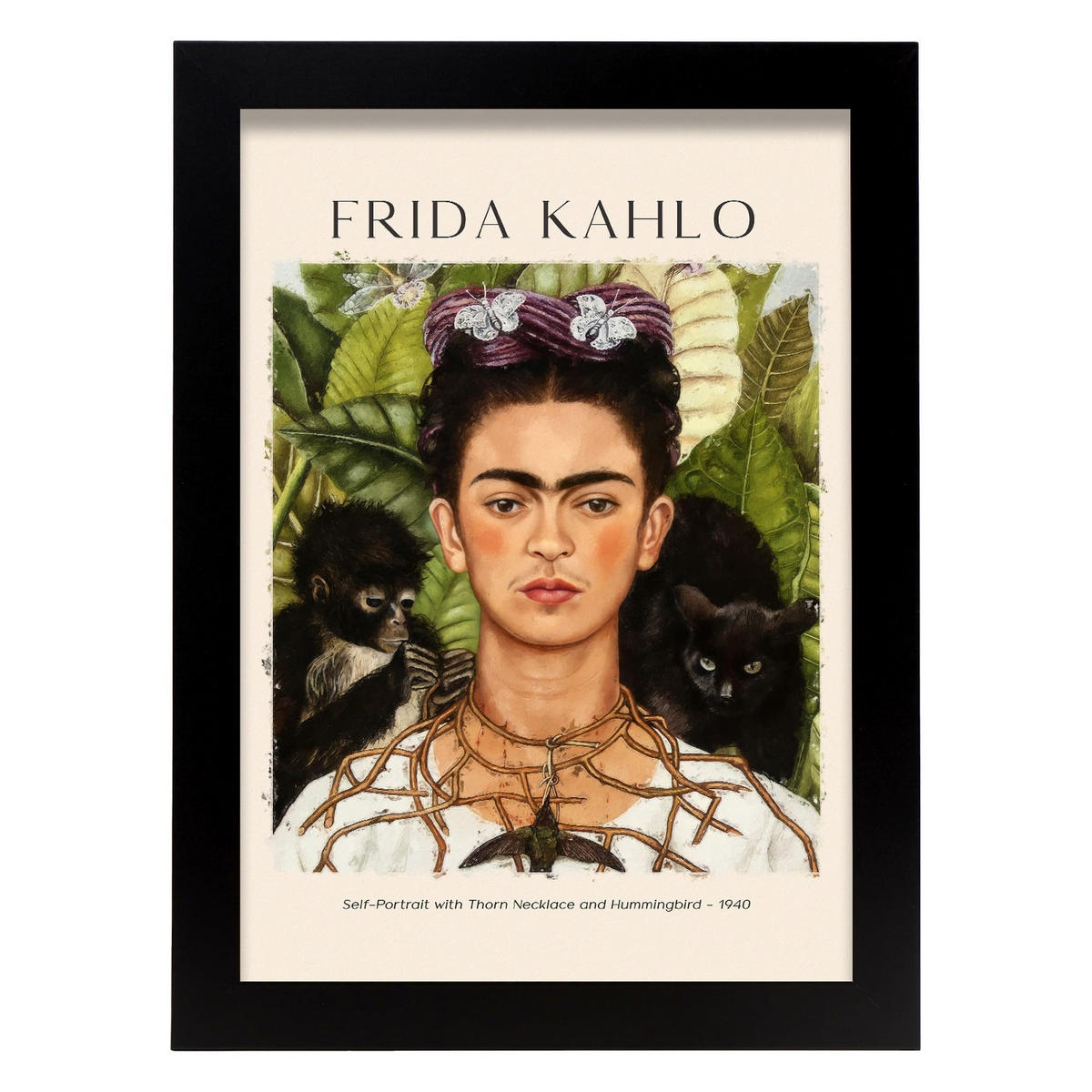 POSTER Wirbelsäulenkragen Und Kolibri A4 Schwarzer Rahmen - Schwarz, Papier (29.7/5/21cm) - Nacnic