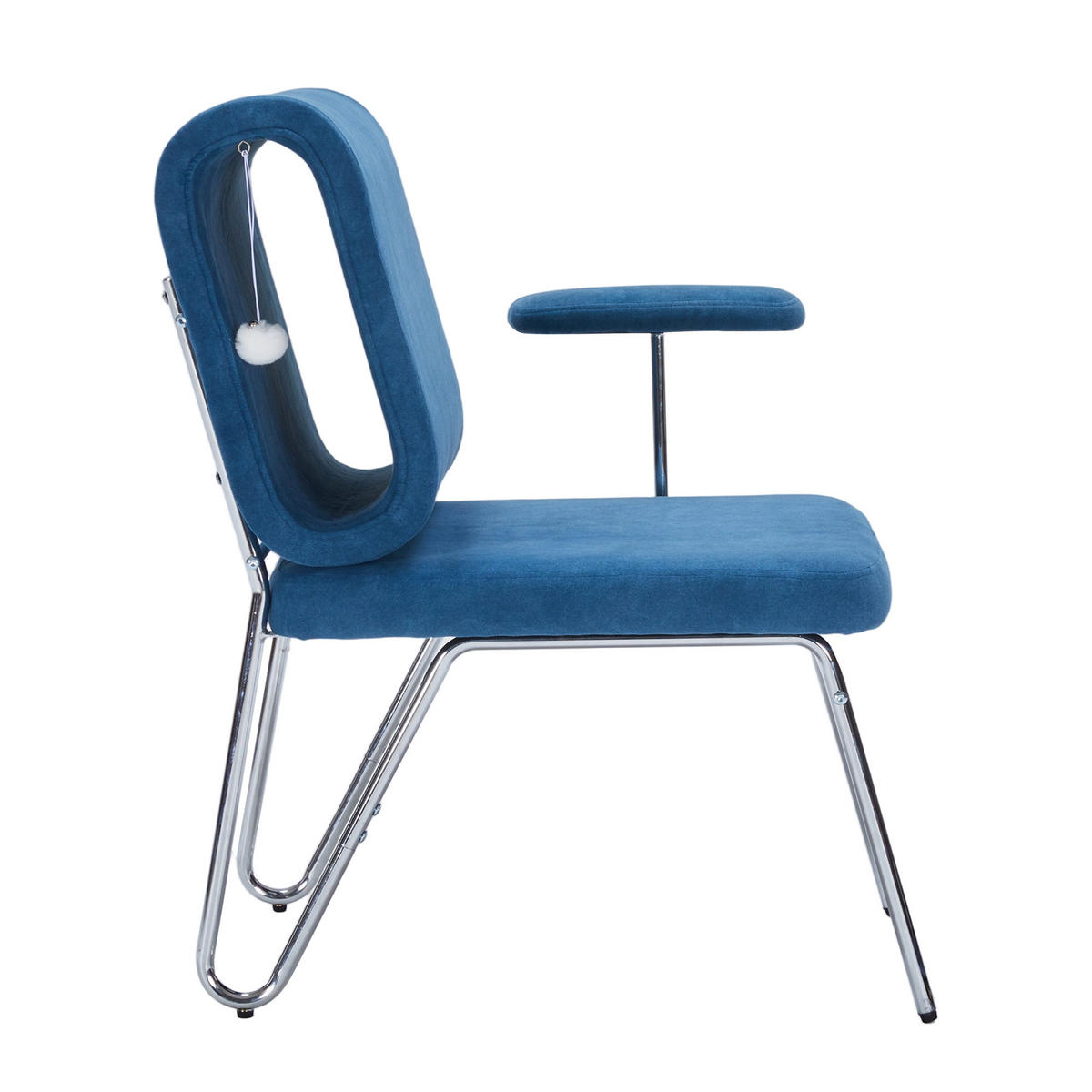 STUHL 77x70x89 cm mit integrierter Katzenhöhle, kratzfester blauer Stoffbezug - Blau, Holz (70/89/77cm) - Modfu