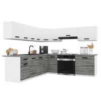 KÜCHENZEILE Italia 7 420 cm , mit Arbeitsplatten, Weiß-Grau Glamour Matt - Hellgrau/Weiß, Holz (420/143/60cm) - B BELINI GROUP