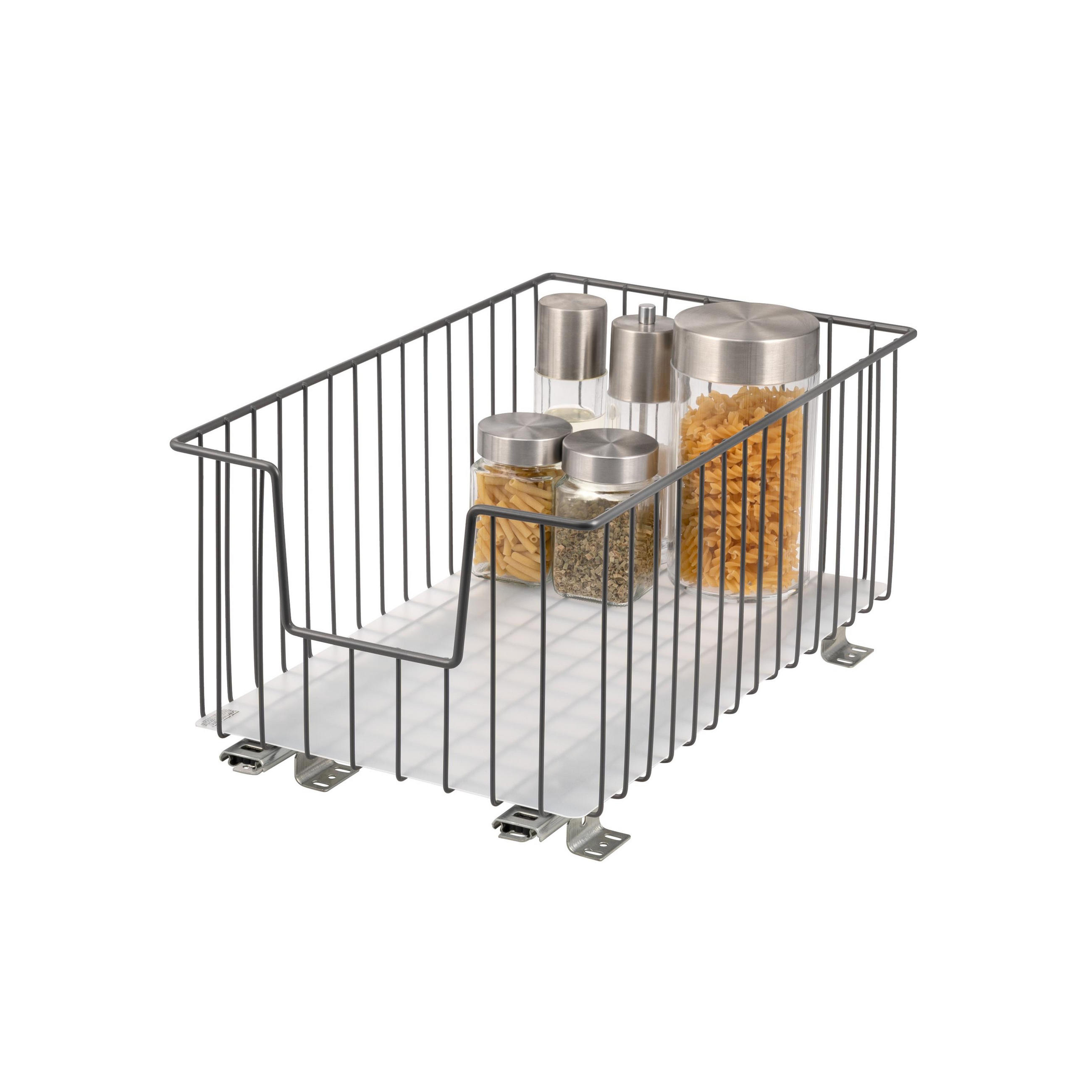 SCHRANK-KORBAUSZUG 30 cm, grau, Metall - Grau, Metall (30/23/50.5cm) - bremermann