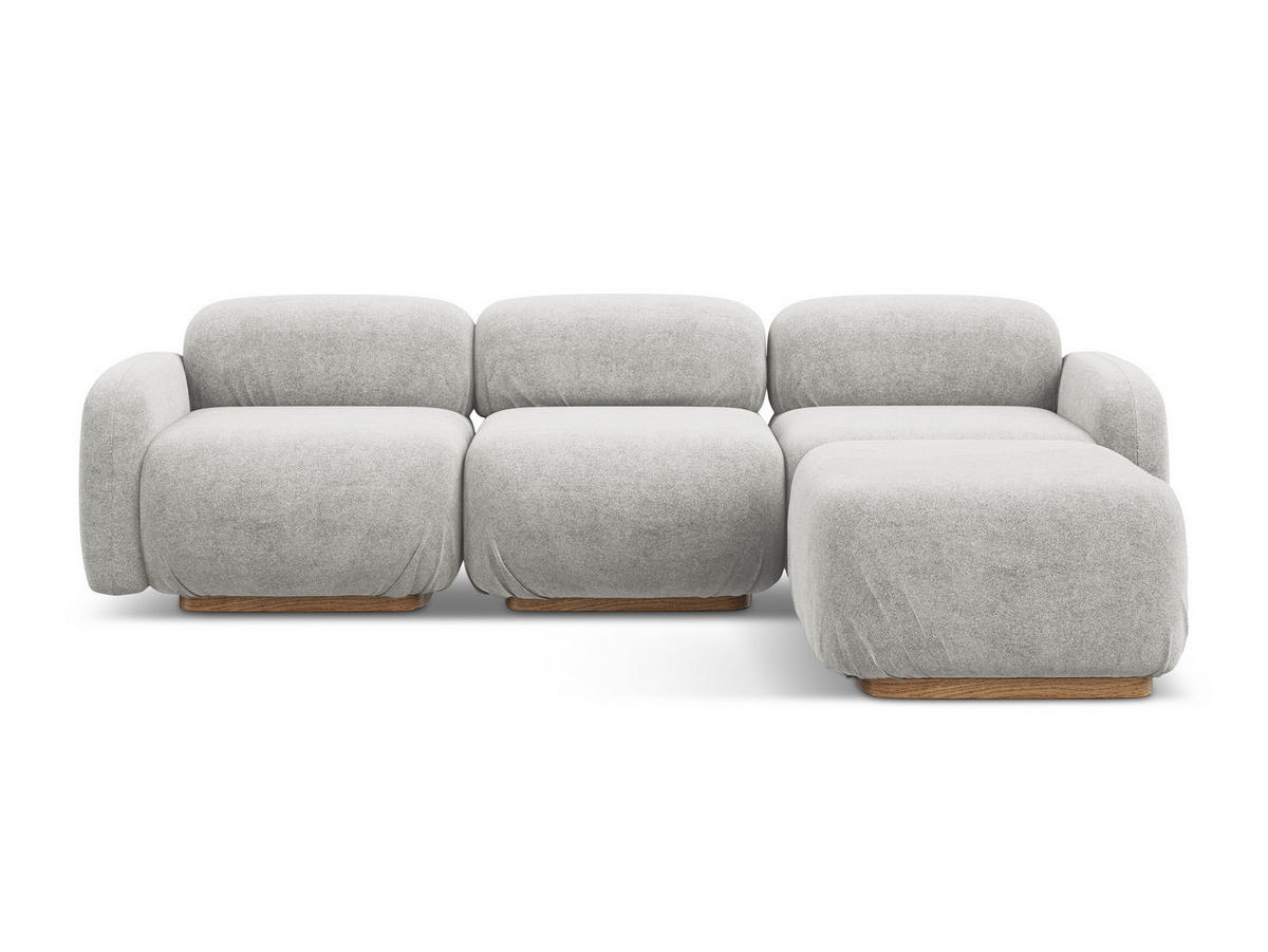 ECKSOFA Beidseitig Bouclé Stoff Grau - Silberfarben/Braun, Holz/Textil (270/190cm) - Makamii