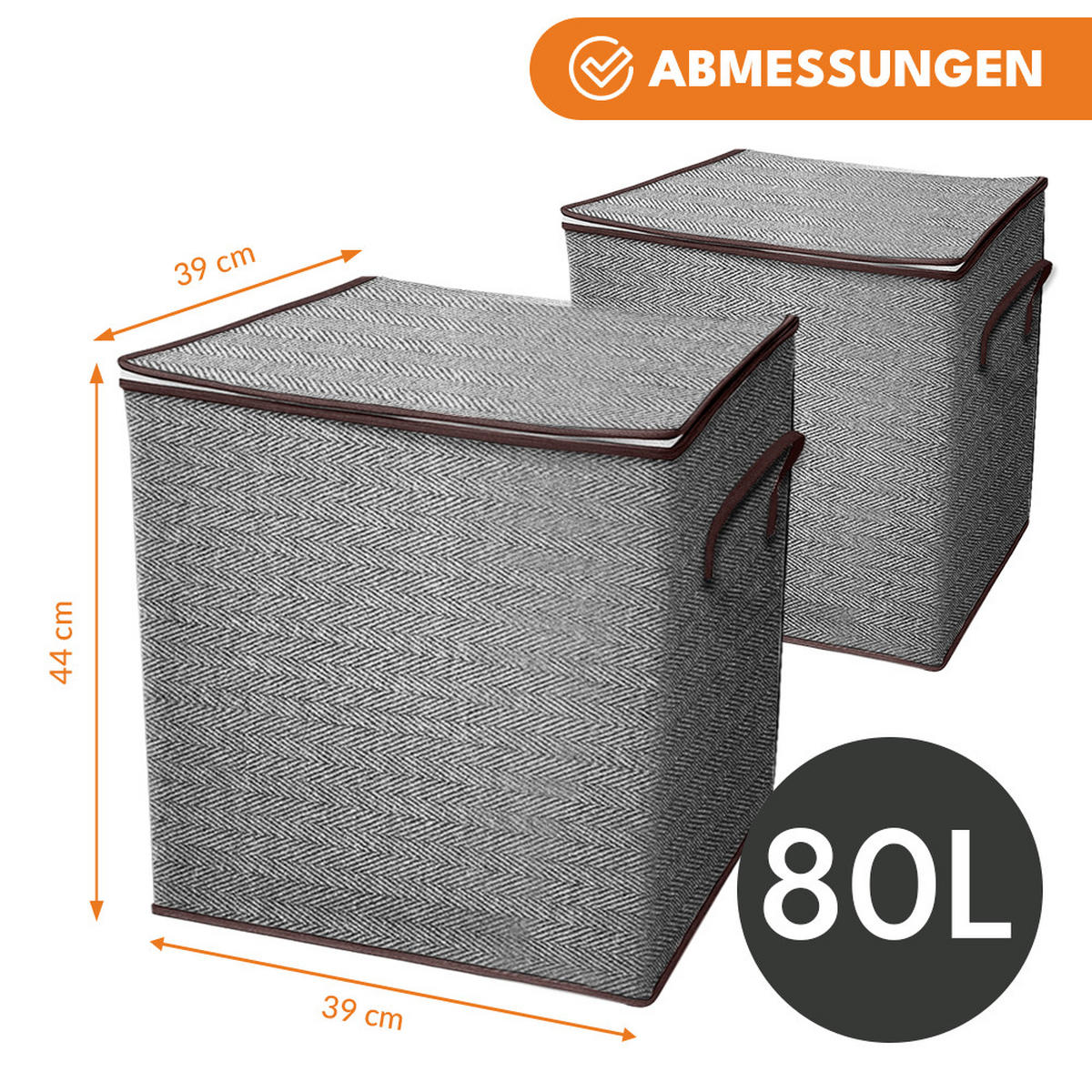 FALTBARER WÄSCHEKORB mit Deckel 80L - Grau, Textil (39/44/39cm) - KRUMAD