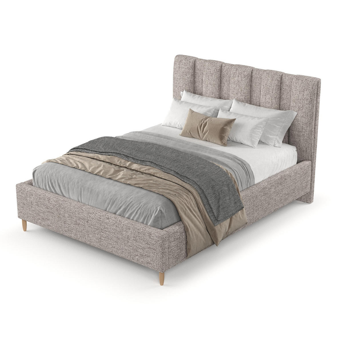 POLSTERBETT Loom 180/200 cm Beige im Neve Stoff - Beige/Naturfarben, Holz/Holzwerkstoff (180/200cm) - AltaBeds