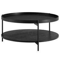 COUCHTISCH - Echtholzfurnier / Metall - Eichefarben/Schwarz, Holzwerkstoff/Metall (82/82/40cm) - home24