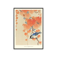 POSTER mit Rahmen A.P. Atelier - Great Tit on Paulownia Branch - Schwarz/Orange, Holz/Papier (30/40cm) - Poster&Frame