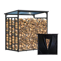 KAMINHOLZREGAL Außen XXXL 185x100x185 cm Metall Anthrazit mit Wetterschutz 3,5 m³ / 5 SRM - Anthrazit/Schwarz, Metall (185/185/70cm) - QUICK STAR