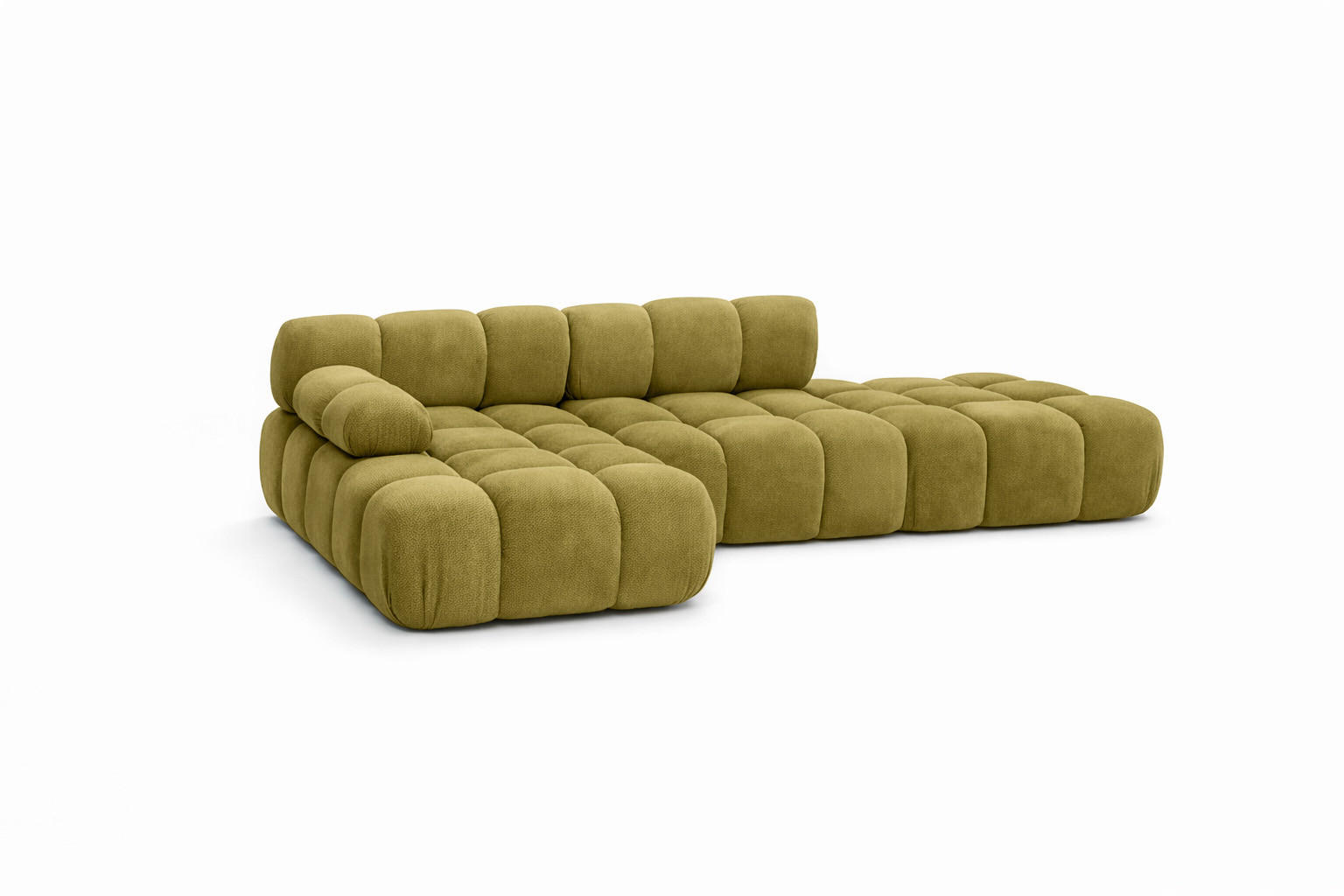 ECKSOFA L-Form Modular Mit Hocker, Veloursstoff Salvador, Olive, Links, Selia - Olivgrün, Holz (285/160cm) - Kaiser Möbel