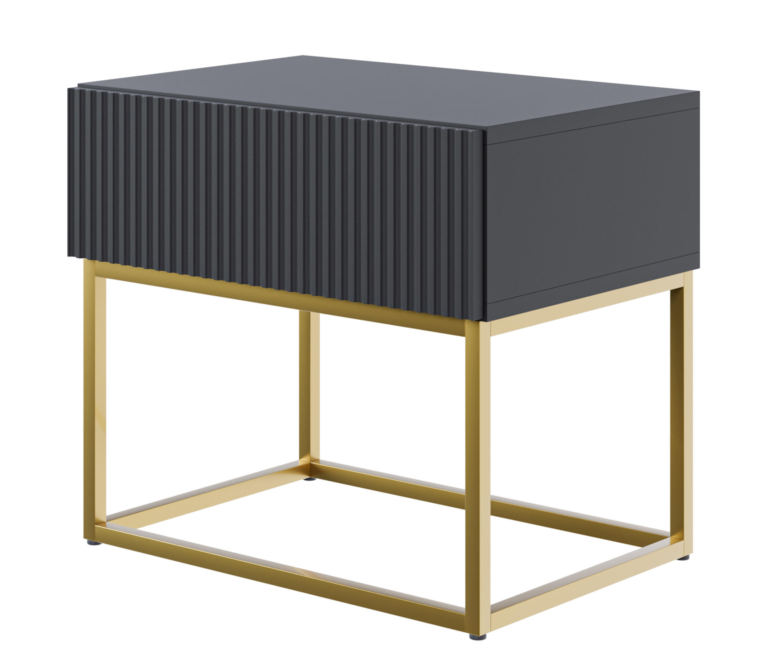 NACHTSCHRANK Veldio Schwarz mit goldenen Metallbeinen 50 cm - Goldfarben/Schwarz, Holzwerkstoff/Metall (50/44/35.6cm) - Selsey