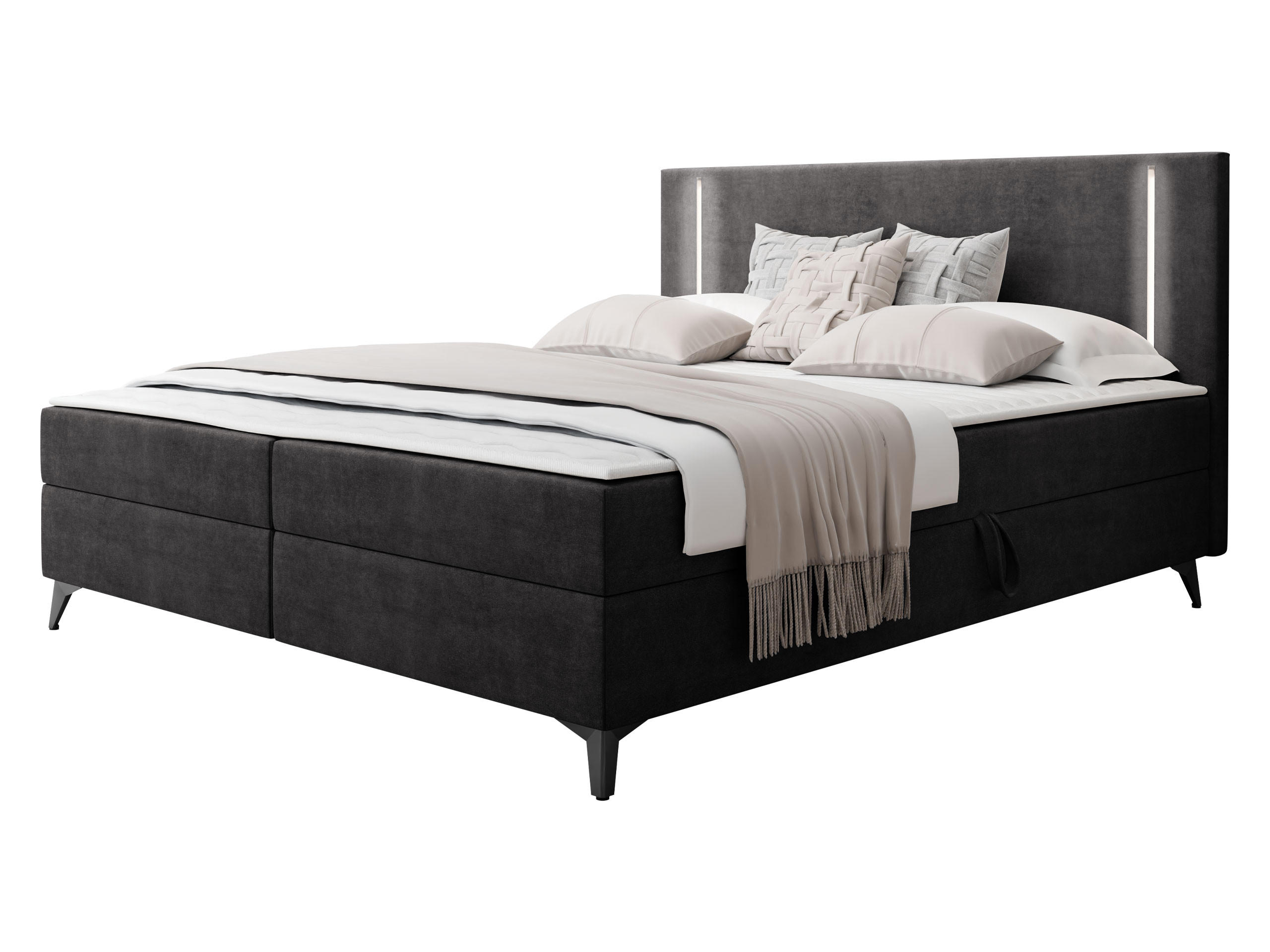 BOXBETT Ono 2 - Schwarz, Holz/Textil (180/200cm) - MIRJAN24