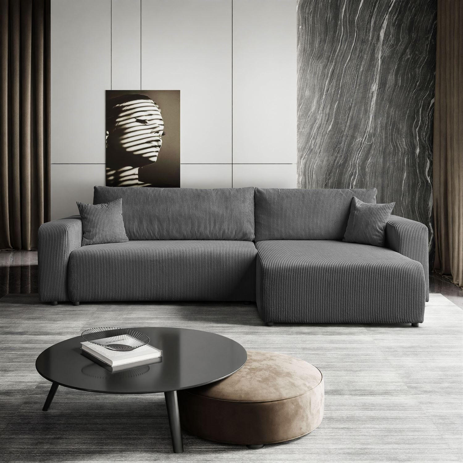 Thumbnail - Lookway Ecksofa, Grau, Textil, 4-Sitzer, L-Form,L-Form, 277x143 cm, Wohnzimmer, Sofas & Couches, Wohnlandschaften, Eckso...