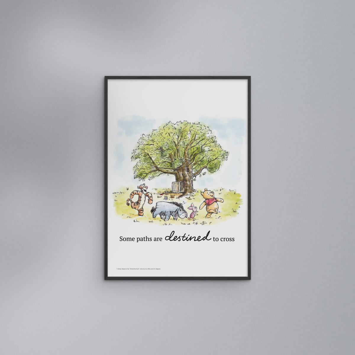 POSTER mit Rahmen Disney - Winnie the Pooh - Tree Gathering Print - Multicolor/Schwarz, Holz/Papier (30/40cm) - Poster&Frame