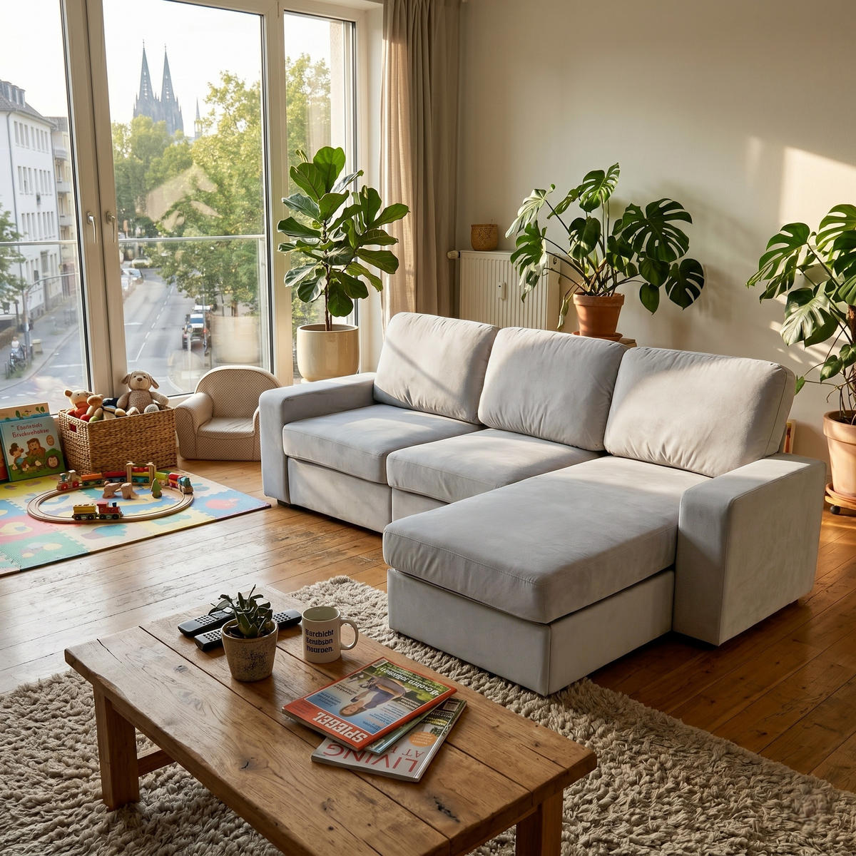 ECKSOFA 245.5/150.5/86.5 cm Hellgrau mit Stauraum und Ottomane - Hellgrau/Grau, Textil/Metall (245.5/150.5cm) - Oxeza