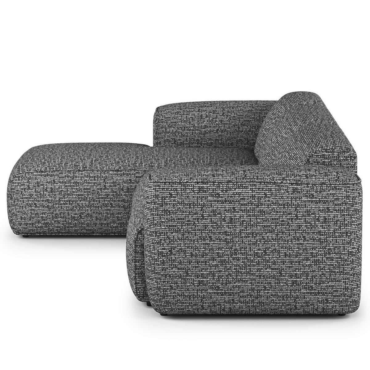 3-SITZER ECKSOFA mit Longchair - Schwarz/Grau, Kunststoff/Textil (284/173cm) - home24