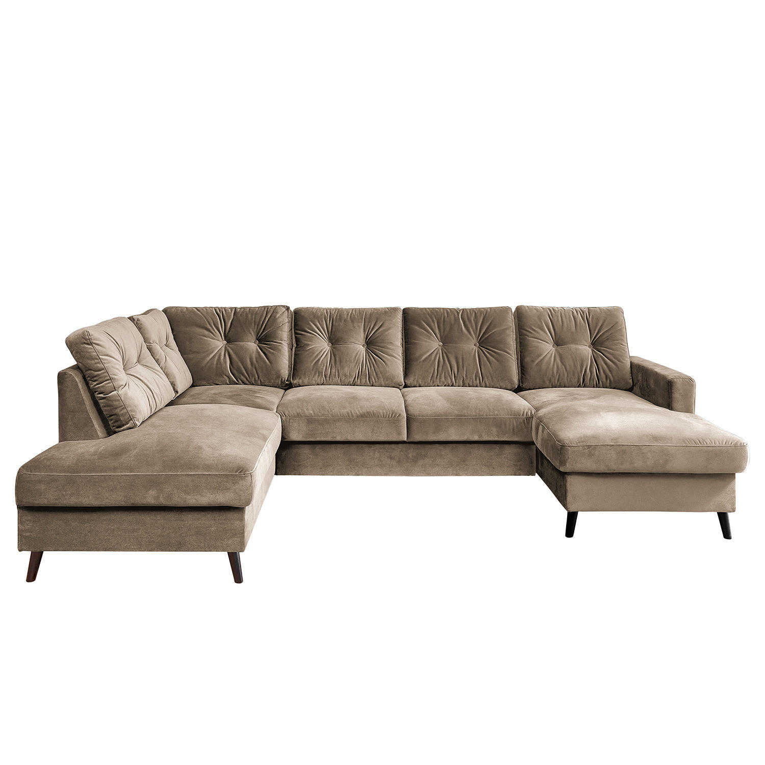 WOHNLANDSCHAFT mit Longchair - Schwarz/Cappuccino, Textil (297/90/200cm) - home24