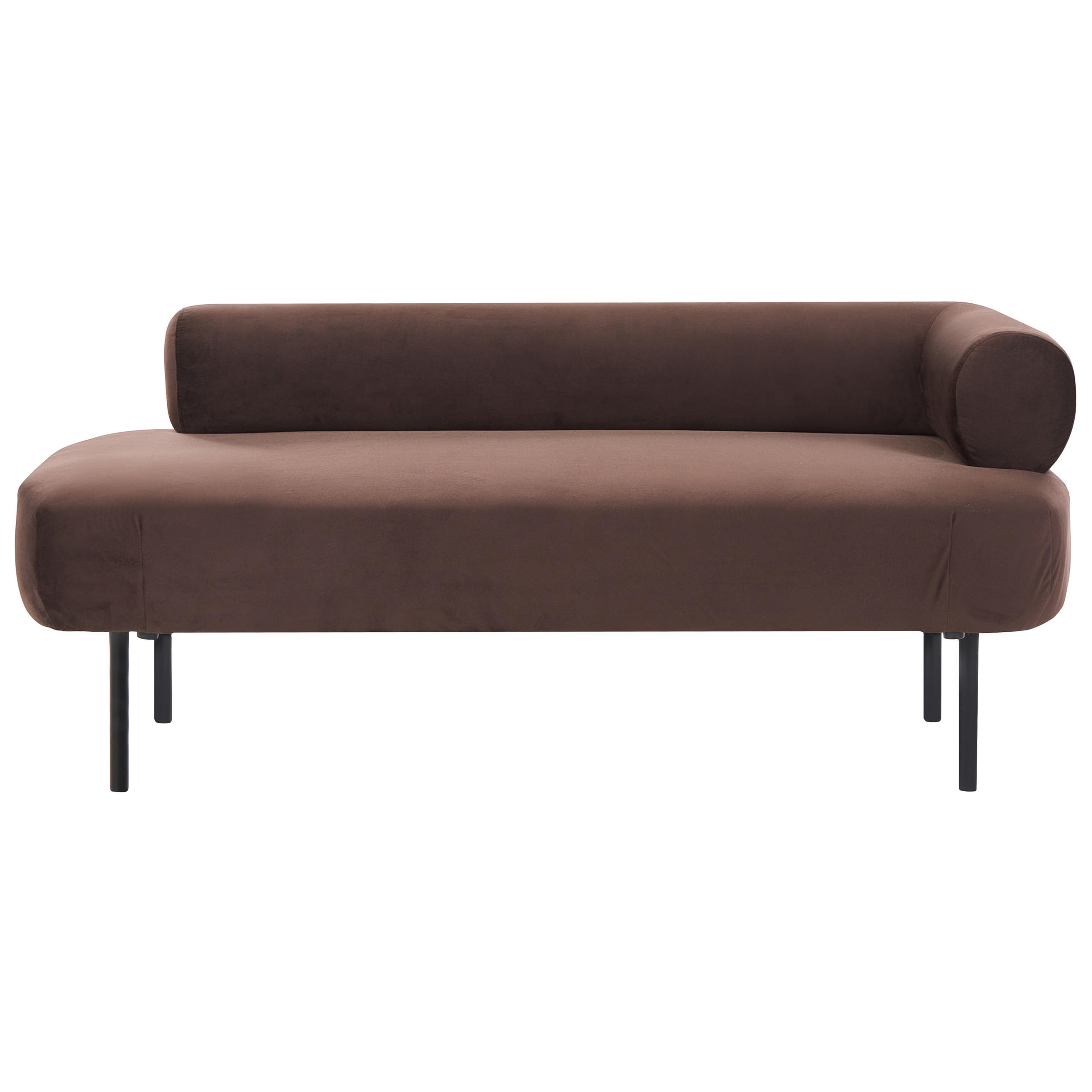 CHAISELONGUE-RECHTSSEITIGE Samtstoff Dunkelbraun Mirmande - Schwarz/Braun, Textil (153/65/70cm) - Beliani