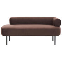 ČALOUNĚNÉ LEHÁTKO CHAISE LONGUE PRAVOSTRANNÉ Sametová látka Tmavě hnědé Mirmande - černá/hnědá, textil (153/65/70cm) - Beliani