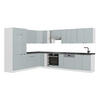 ECKKÜCHE Fame-Line Hellblau-grau/Weiß 347 x 257 cm, AP Anthrazit - Weiß/Hellblau, Holzwerkstoff (347/81.6/60cm) - Vicco
