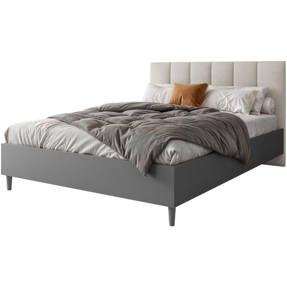 POLSTERBETT Lectus 166/211/108 mit 2 Nachttischen beige - Beige/Graphitfarben, Holzwerkstoff/Textil (160/200cm) - Beautysofa