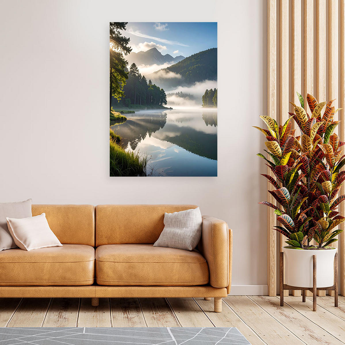 LEINWANDBILD Landschaft See Berge Täler 40x60cm - Grün, Textil (40/60cm) - Feeby