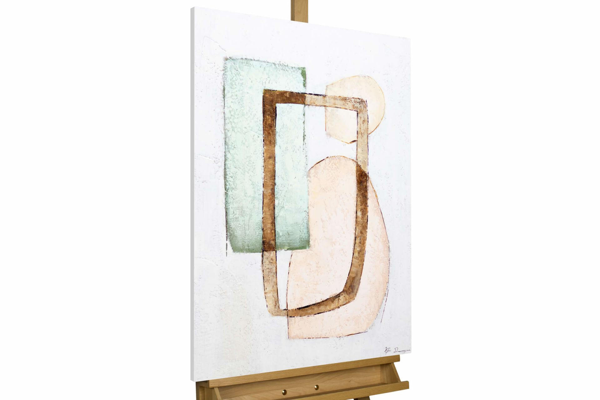 ACRYLBILD HANDGEMALT 60/90 cm - Pink/Grün, Holz/Textil (60/90cm) - KUNSTLOFT