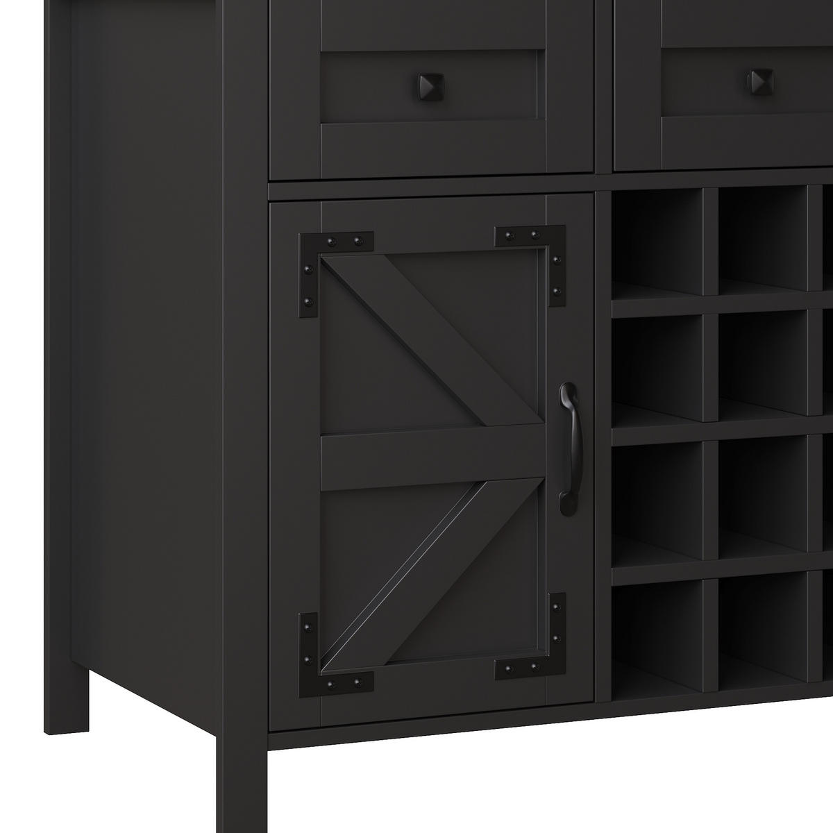 HIGHBOARD in Schwarz Küchenschrank mit LED-Lichtleiste und Schubladen für Küche und Wohnzimmer, B120/T40/H170 cm - Schwarz, Glas/Holzwerkstoff (120/70/40cm) - STILVORA