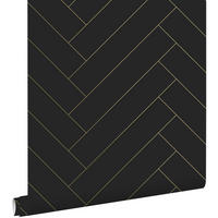 TAPETE Fischgrätmuster 53 cm x 10.05 m - Schwarz, Papier (53/1000cm) - ESTAhome