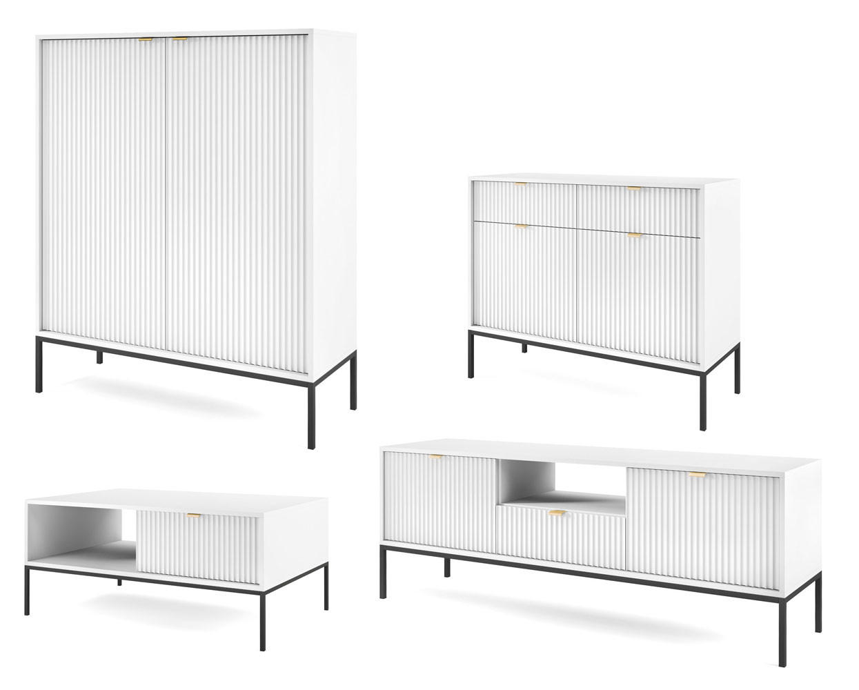 Feldmann-Wohnen Wohnzimmer-Set Weiß 362x125x68 cm